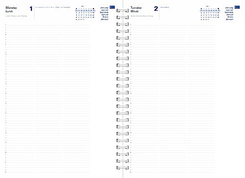 Agenda 2026 Quo Vadis Day 2 Day Recyclé S - Journalier Multilingue Bleu - Couverture Rigide Spiralée - Format A4
