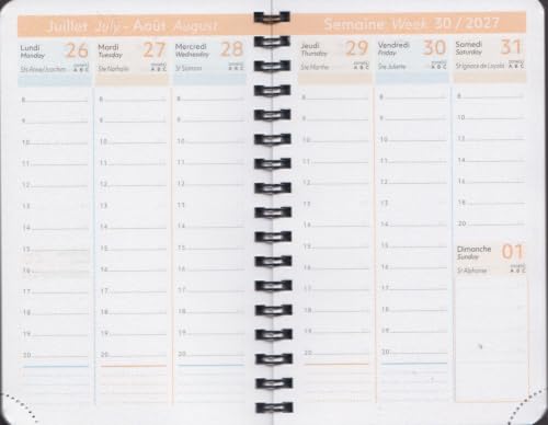 Agenda Semainier de Poche Wire'O Primrose 2027 - Rose - 10x15 cm