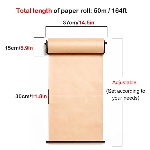 Distributeur Mural Porte-Rouleau Papier Kraft avec Coupe-papier - Largeurs Multiples