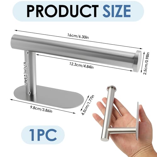 Porte Rouleau Papier Toilette Autocollant Acier Inoxydable Frein Dérouler Argenté