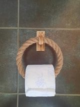 Dérouleur Porte Papier Toilette Corde et Bois - Design Artisanal Français