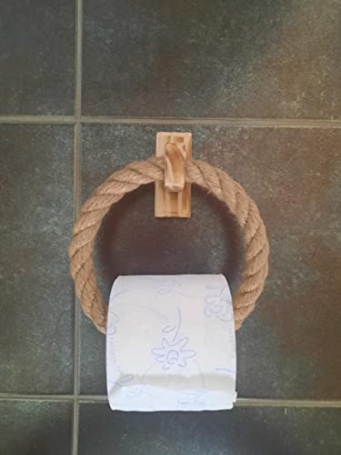 Dérouleur Porte Papier Toilette Corde et Bois - Design Artisanal Français