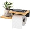 Diealles Shine® Porte-Papier Toilette Mural avec Étagère – Support sans Perçage en Bambou et Acier Inoxydable