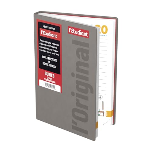 Agenda Scolaire 2025-2026 L'Etudiant Original - Journalier, Couverture Ouatinée Taupe 15x21cm
