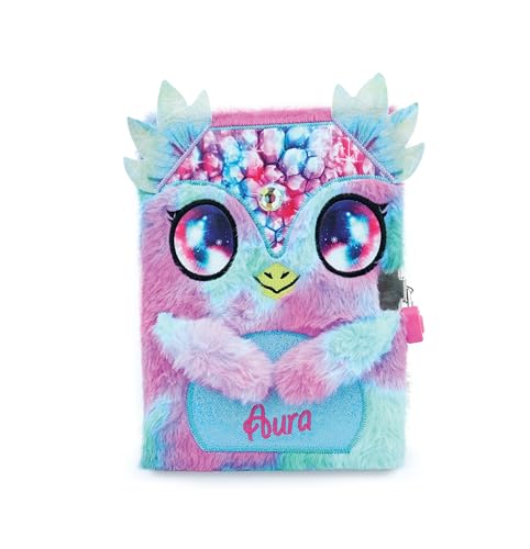 Nebulous Stars 12511 - Journal Intime Peluche Aura Bleu/Rose avec Cadenas Cœur, Design Licorne Adorable