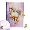 Moses. Chevaux - Journal Intime avec Cadenas Cœur, 192 Pages Lignées, Finition Feuille d'Or, Poche de Rangement, Cadeau Idéal pour Amoureux des Chevaux