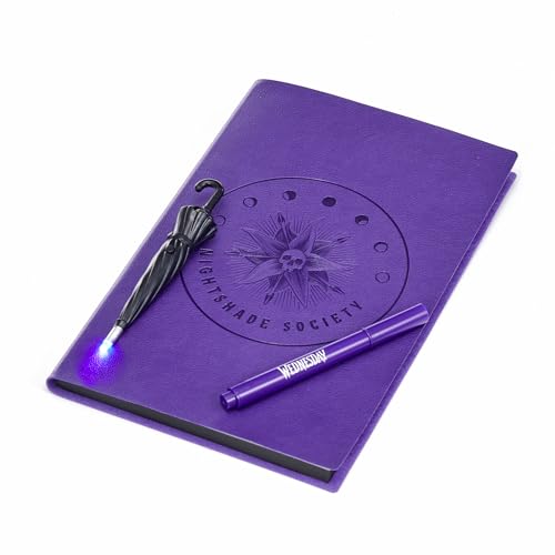 Jada Toys Wednesday Addams Journal Intime A5 144 Pages avec Stylo UV - Cadeau Fan Famille Addams