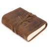 Carnet en Cuir Arbre de Vie – Journal Blanc Artisanal 18x13 cm, Idéal Voyage et Notes Personnelles