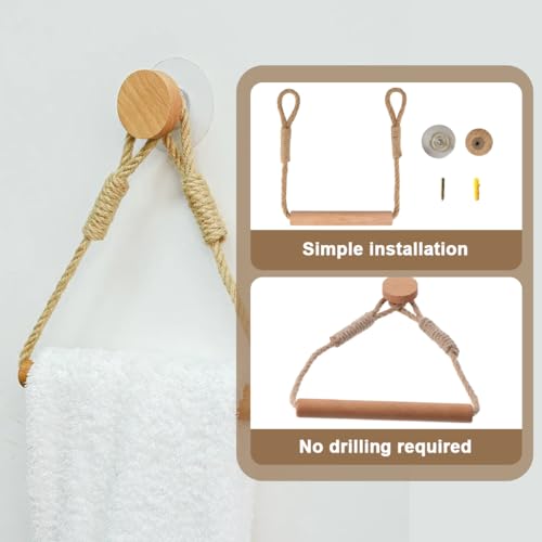 Porte-Papier Toilette Rustique en Corde de Bois - Style Bohème pour Salle de Bain et Cuisine