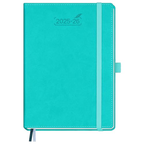 BEZEND Agenda Semainier 2026 A5 - Planificateur Annuel et Mensuel, Couverture Rigide Cuir PU Turquoise