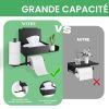 Porte-papier toilette mural avec étagère et boîte à lingettes - Acier inoxydable noir