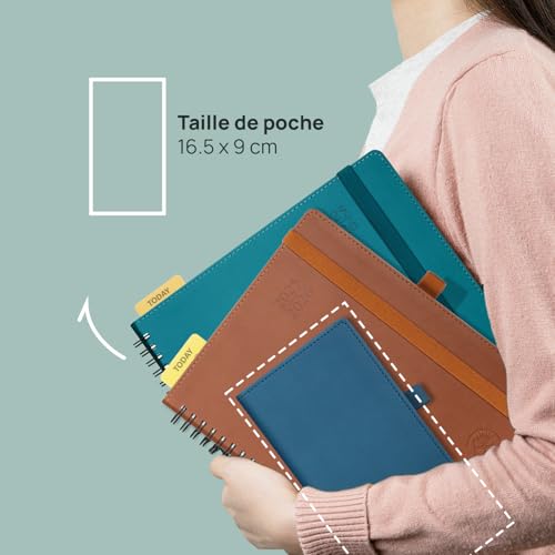 Agenda de Poche POPRUN 2025-2026 Semainier 16,5 x 9 cm - 17 Mois Bleu Vert