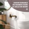 ElbFuchs® Porte Papier Toilette Mural en Bambou - Design Élégant avec Étagère Intégrée - Installation Facile sans Percage - Noir