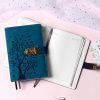 Carnet en cuir PU bleu paon A5 avec serrure à combinaison, 244 pages, idéal pour écrire ou offrir