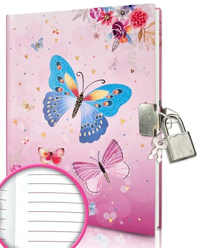 Carnet Secret Papillon pour Fille : Journal Intime à Clé, 80 Pages Lignées, Cadeau Créatif pour Enfants 6-10 Ans