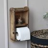 Chic Antique Porte-rouleau Papier Toilette Mural Bois Brique - Design Rustique Authentique