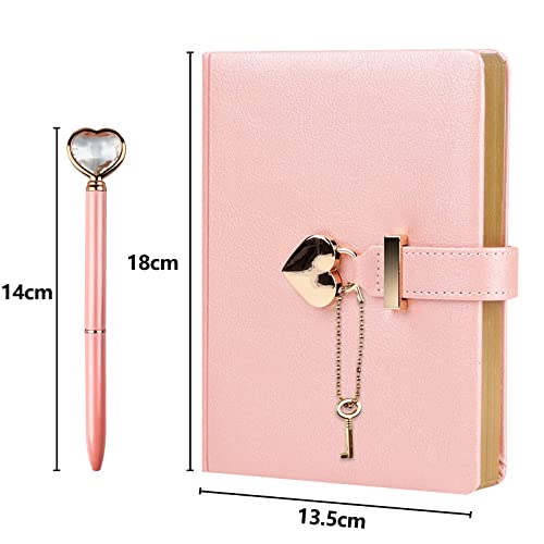 Relota Journal Intime Fille avec Cadenas Cœur - Carnet Secret PU Cuir B6 avec Stylo Diamant et Clé - Idéal Cadeau Fille