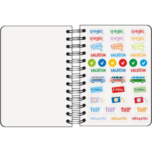 Agenda Scolaire 2025-2026 A6 (12x17 cm) - Page par Jour, Bilingue Espagnol/Anglais, Spirale, Élastique, Couverture Rigide, Autocollants - COLOUR VIBES Noir