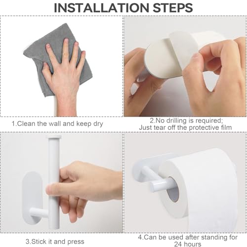 Porte-Papier Toilette Mural en Acier Inoxydable - Installation Facile sans Perçage pour Cuisine et Salle de Bain - Blanc