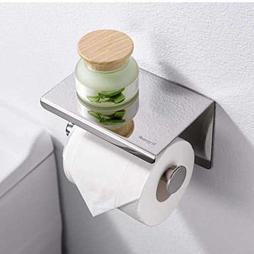 Porte-Papier Toilette Mural Ibergrif MK34050 en Acier Inoxydable 304 - Installation Facile avec Vis ou Adhésif - Finition Argentée