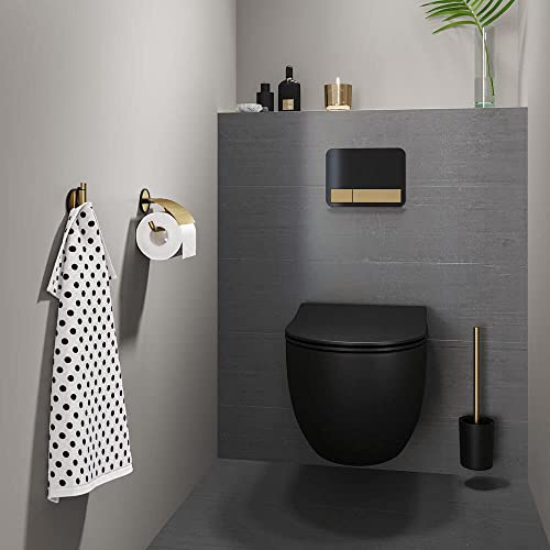 Tiger Tune Porte Papier Toilette Mural Doré - Support Autocollant 3M sans Perçage