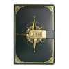Carnet de Notes Intime en Cuir PU avec Serrure à Combinaison - Modèle Boussole Vert A5