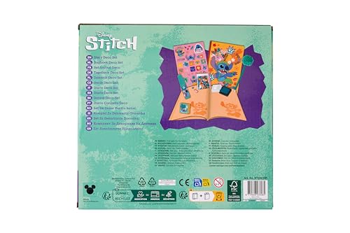 Disney Stitch - Journal Créatif pour Enfants avec Autocollants, Tampons et Paillettes - Cadeau Idéal dès 3 Ans