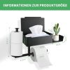 Porte-papier toilette mural avec étagère et boîte à lingettes - Acier inoxydable noir