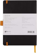 Carnet Souple Meeting Noir A5+ Rhodiarama - 160 pages lignées Meeting, Papier Clairefontaine 90g/m², Simili Cuir, Marque-page, Porte-crayon