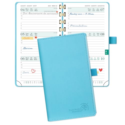 Agenda de Poche POPRUN 2025-2026 Semainier 16,5 x 9 cm - 17 Mois Bleu Vert