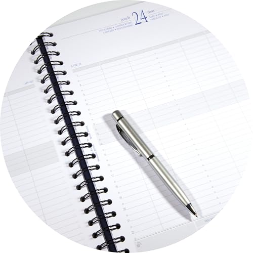 Agenda Journalier Exacompta Time 29S Spiralé Toile Bordée Bleu - Année 2026