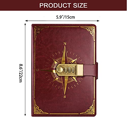 Carnet de Voyage Secret avec Serrure et Code - Journal Intime en Cuir Synthétique Rechargeable pour Filles et Étudiants - Idéal Cadeau Anniversaire