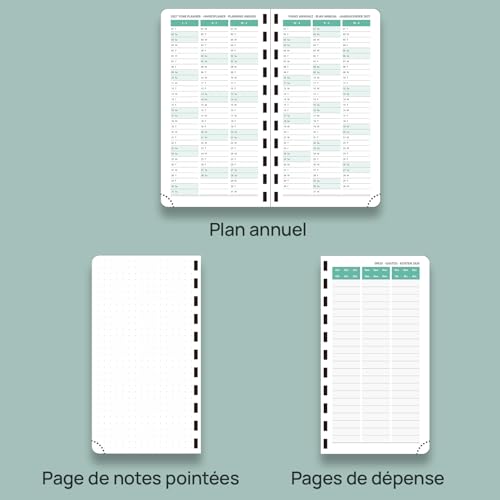 Agenda de Poche POPRUN 2025-2026 Semainier 16,5 x 9 cm - 17 Mois Bleu Vert