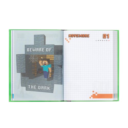 Agenda Scolaire Journalier Minecraft - 12 Mois - Couverture Rembourrée - 320 Pages Couleur - Idéal Primaire/Collège