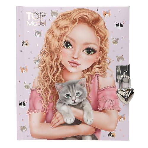 TOPModel Journal Intime avec Cadenas Cœur - Violet, Chat, 192 Pages Lignées