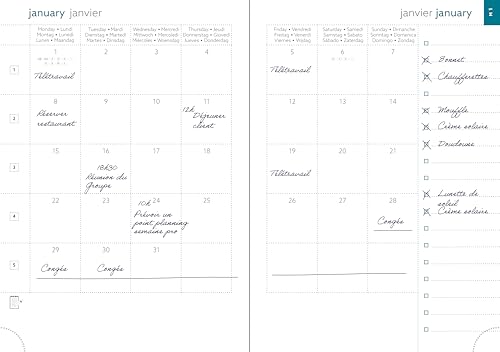 Agenda semainier de bureau Exacompta All in 2 EasySlim 21 Kaa 15x21 cm Noir - Janvier à Décembre 2026