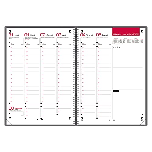 Oxford Agenda My Fab Civil Semainier Spiralé 2027 - Noir 15x21cm