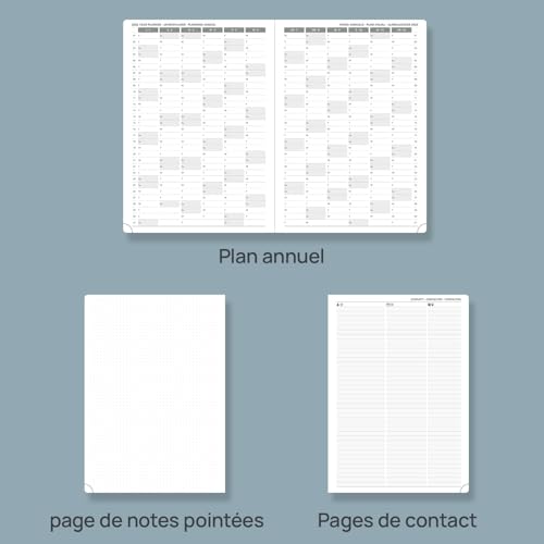 Agenda Journalier A4 POPRUN 2026 - Grand Format, Couverture Rigide, 1 Page par Jour, Vert Pacifique