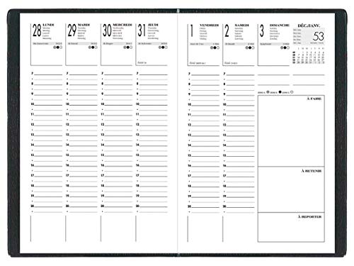 Agenda Civil Économique 2022 LECAS : Semainier 10x15 cm, Couverture Souple Amovible Noire