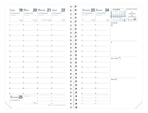 Agenda Quo Vadis Affaires S 2026 Noir Impala - Semainier Planning 14 Mois 10x15cm