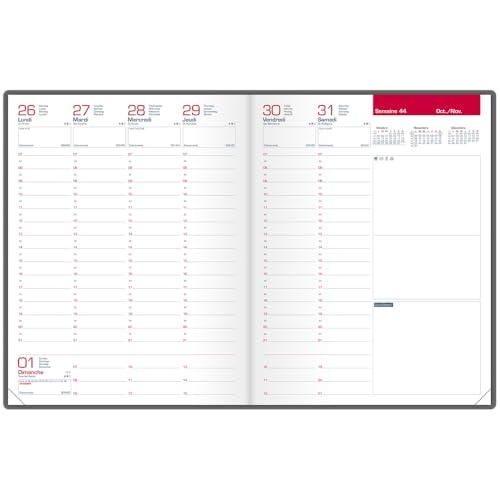 Agenda First Civil Semainier Oxford 2027 Noir 21x27 cm - Élégance et Organisation au Quotidien