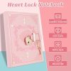 Carnet B6 à Serrure Cœur, 288 Pages Lignées Rechargeable, Journal Fleuri pour Filles et Femmes - Idée Cadeau Rose