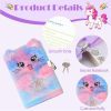 Journal Intime Fille Chat Mignon avec Serrure et Clé - Carnet Secret Peluche Douce 21,5x15,5 cm Rose Bleu - Cadeau Anniversaire Scolaire Voyage