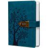 Carnet en cuir PU bleu paon A5 avec serrure à combinaison, 244 pages, idéal pour écrire ou offrir