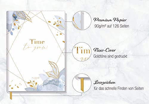 Carnet de notes A5 ligné "Time to grow" - 124 pages, reliure cousue, papier FSC®