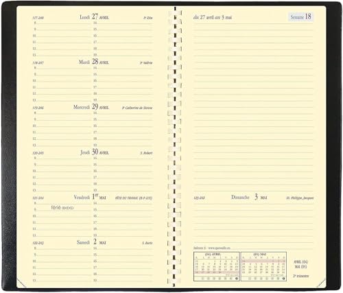 Agenda Semainier Italnote S Impala Noir 2026 - Format 8,8 x 17 cm