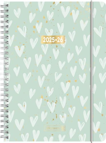 Agenda Scolaire BRUNNEN "Hearts" A5 - Organisez votre année 2025/2026