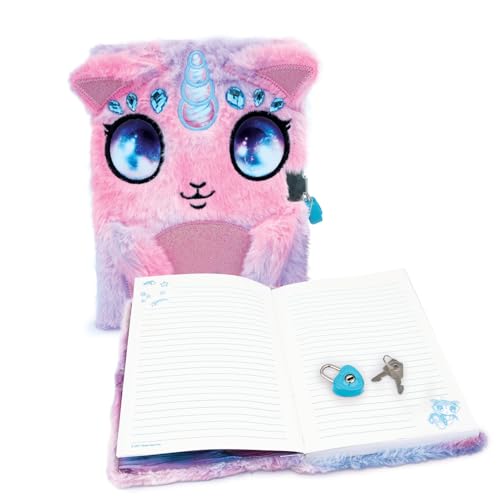 Nebulous Stars Stella - Journal Intime Peluche Rose/Lilas avec Cadenas Cœur, Licorne Adorable