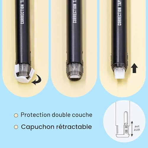 STATIONERY ISLAND Lot de 10 Rubans Correcteurs Blancs 6m x 5mm - Fourniture Scolaire et de Bureau Idéale pour Étudiants