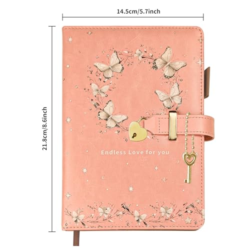 Journal Intime A5 avec Cadenas Cœur et Papillon UV – 200 Pages Lignées, Porte-Stylo, Marque-Page – Cadeau Idéal pour Filles et Adultes
